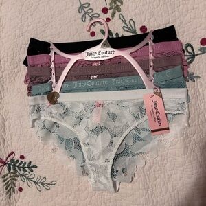 Juicy Couture Venetian Lace Panties Set - Black, Pink, Purple, Blue, White